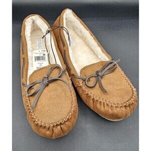 Falls Creek Brown Women's Slippers Size 10 Faux Suede & Fur Lined Moccasin